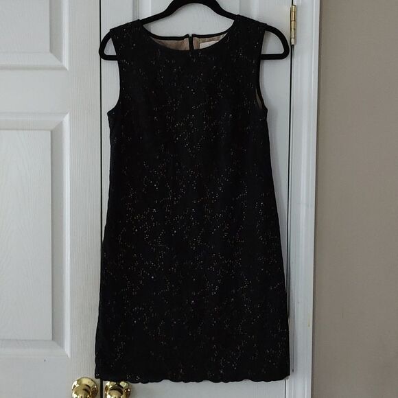 Ann Taylor Loft black eyelet shift dress Sz 6 - Picture 1 of 5